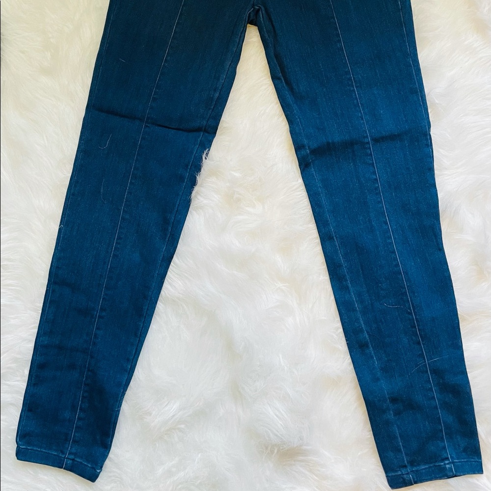 NEW FALL TRENDY DARK BLUE WASH DENIM HIGH WAIST WOMEN JEANS GOLD BUTTON DETAILS - Picture 12 of 12